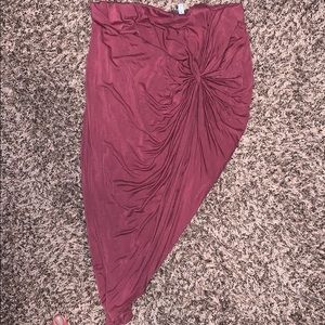 High low pink tight fitting skirt